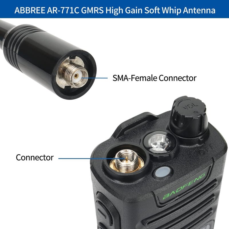 ABBREE AR-771C GMRS (155/462MHz) Antenna 15.3inch Whip Antenna SMA-Female for Baofeng UV-5R GMRS GM-15Pro GM-5RH UV-5G Plus TD-H3 UV-9G Radioddity TD-H5 GMRS Radios (Orange) - Image 4